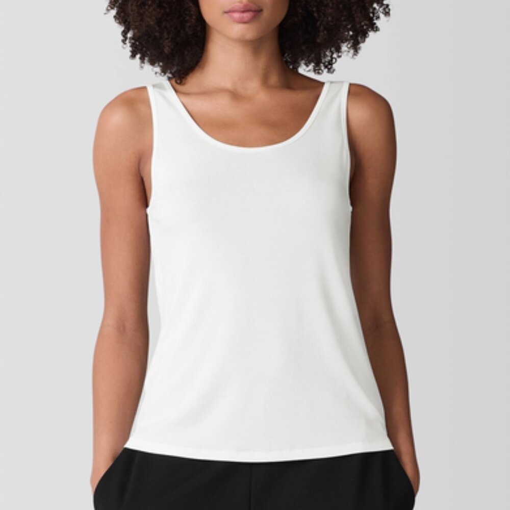 Eileen Fisher white silk tank top size XL